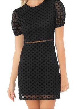 Speechless Black Polka Dot Mesh Mini Dress Size Small [SKU:045]